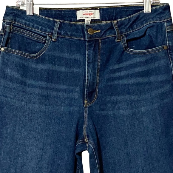 Wrangler High-Rise Bootcut Jeans 12 Dark Blue Western Cowgirl Straight Fit NWT - Picture 5 of 12
